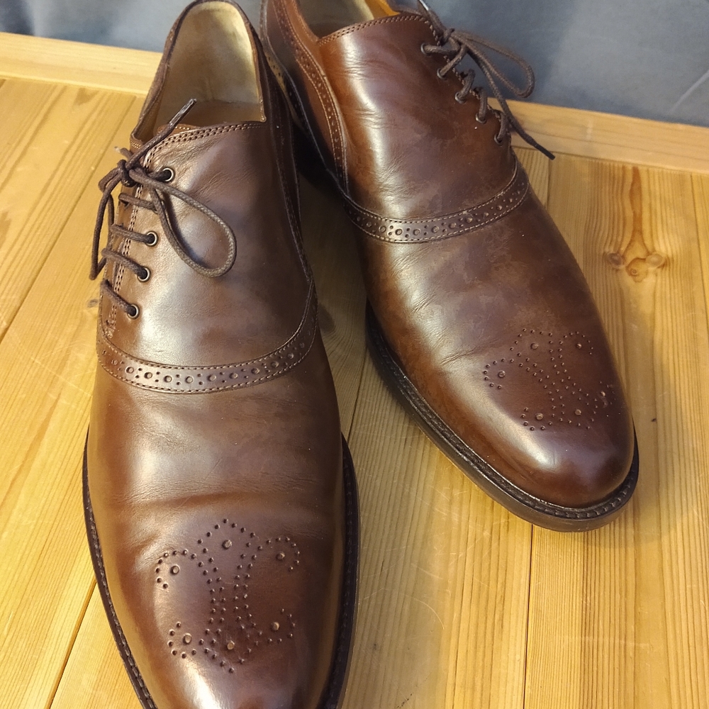 Alexander McQueen Cognac Havana Calf Side Tie 46